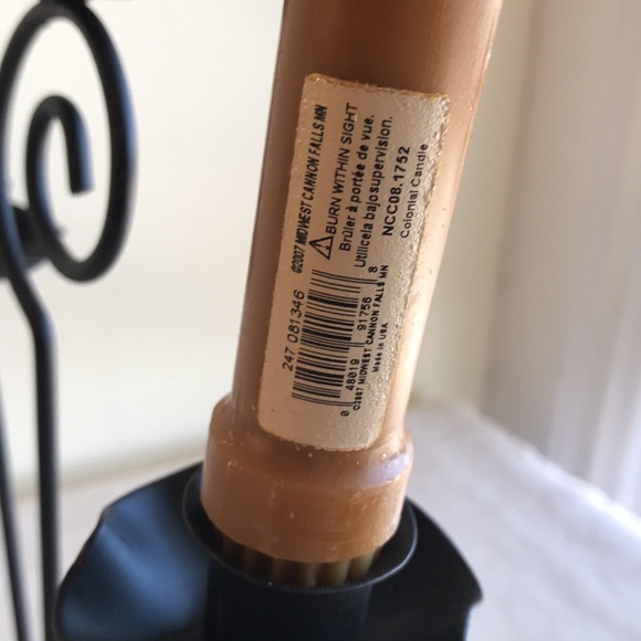 Set of 2 candelabras 6 candles Black wrought iron holder Harvest gold wax candle - Picture 8 of 8